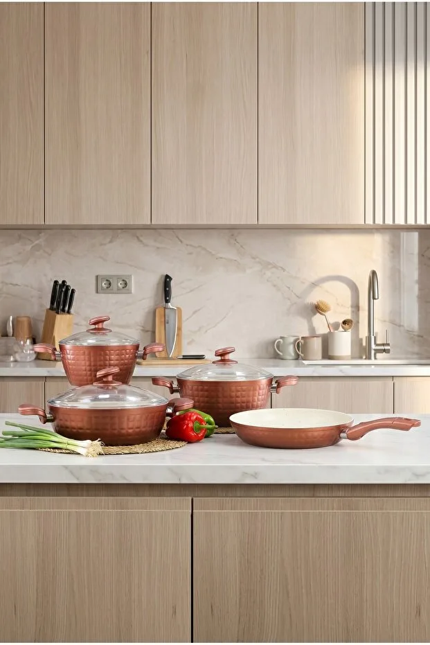 Bonera Pro 7 Parça Rose Gold Tencere & Tava Seti