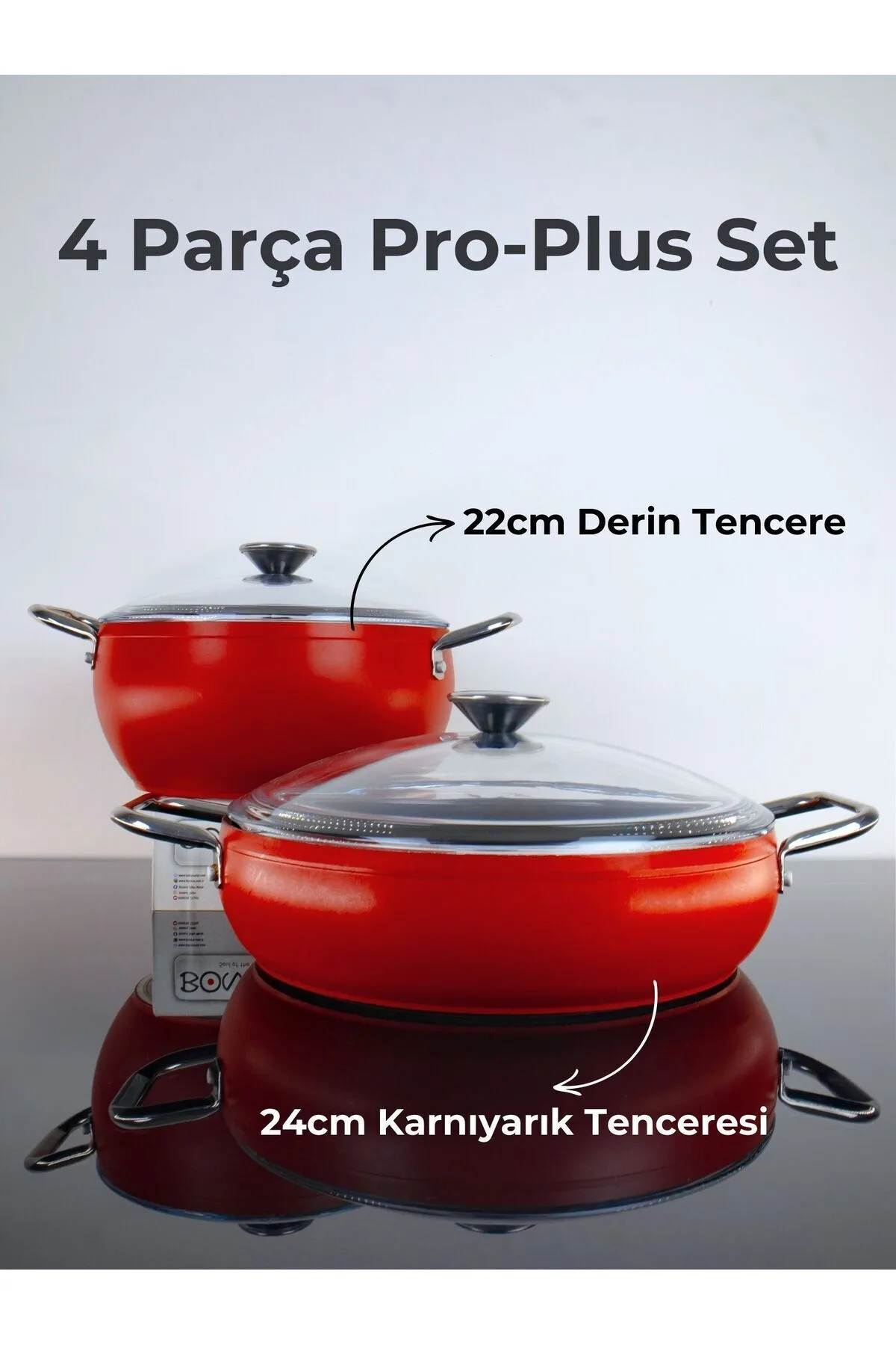 Bonera Pro Plus Parça Tencere Seti - Kırmızı