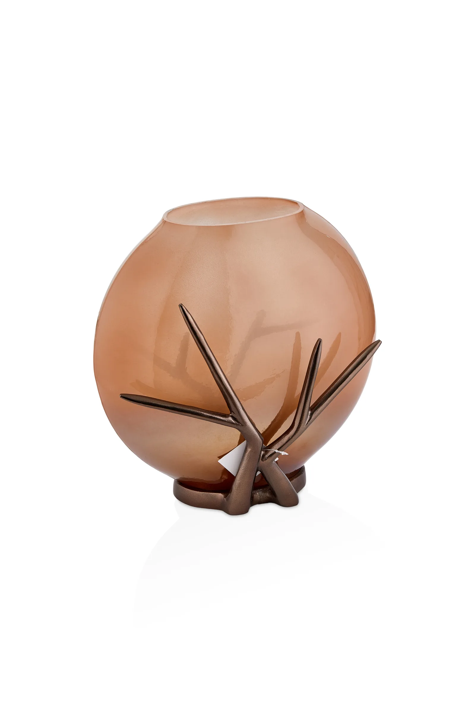 Cornella Gınger Antik Bronz Metal Detaylı Cam Vazo Büyük