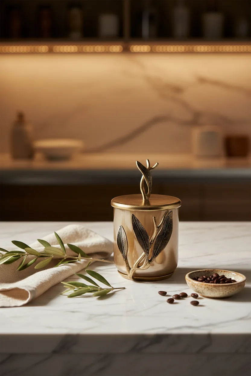 Cornella Ivy Antik Gold Detaylı Krem Ombreli Cam Kavanoz Küçük
