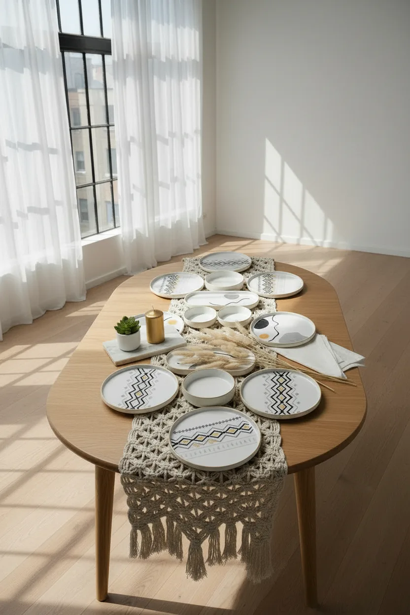 Kitchen Life 14 Parça 6 Kişilik Axial Stackable Kahvaltı Takımı - Lüx Kahvaltılık Sunum Seti Tabağı