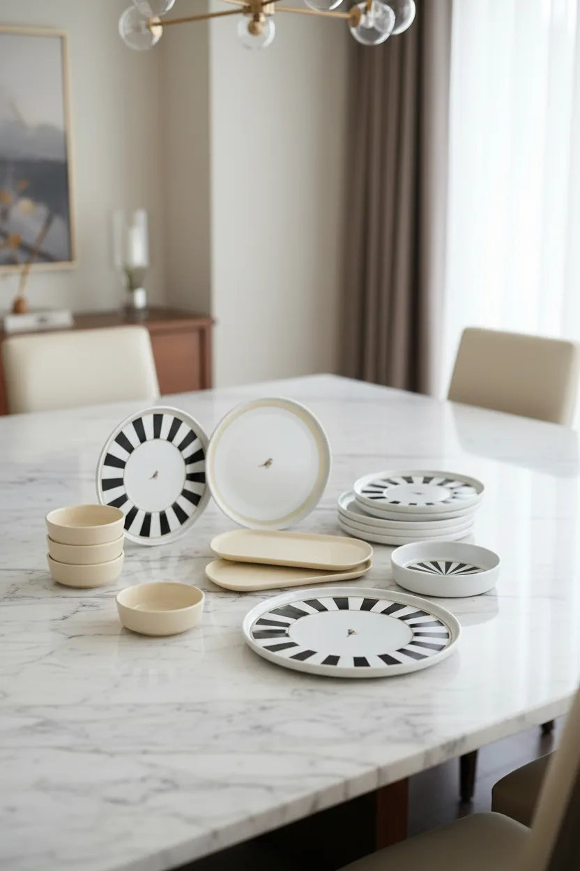 Kitchen Life 14 Parça 6 Kişilik Black Birds Kahvaltı Takımı-Lüx Kahvaltılık Sunum Seti Tabağı