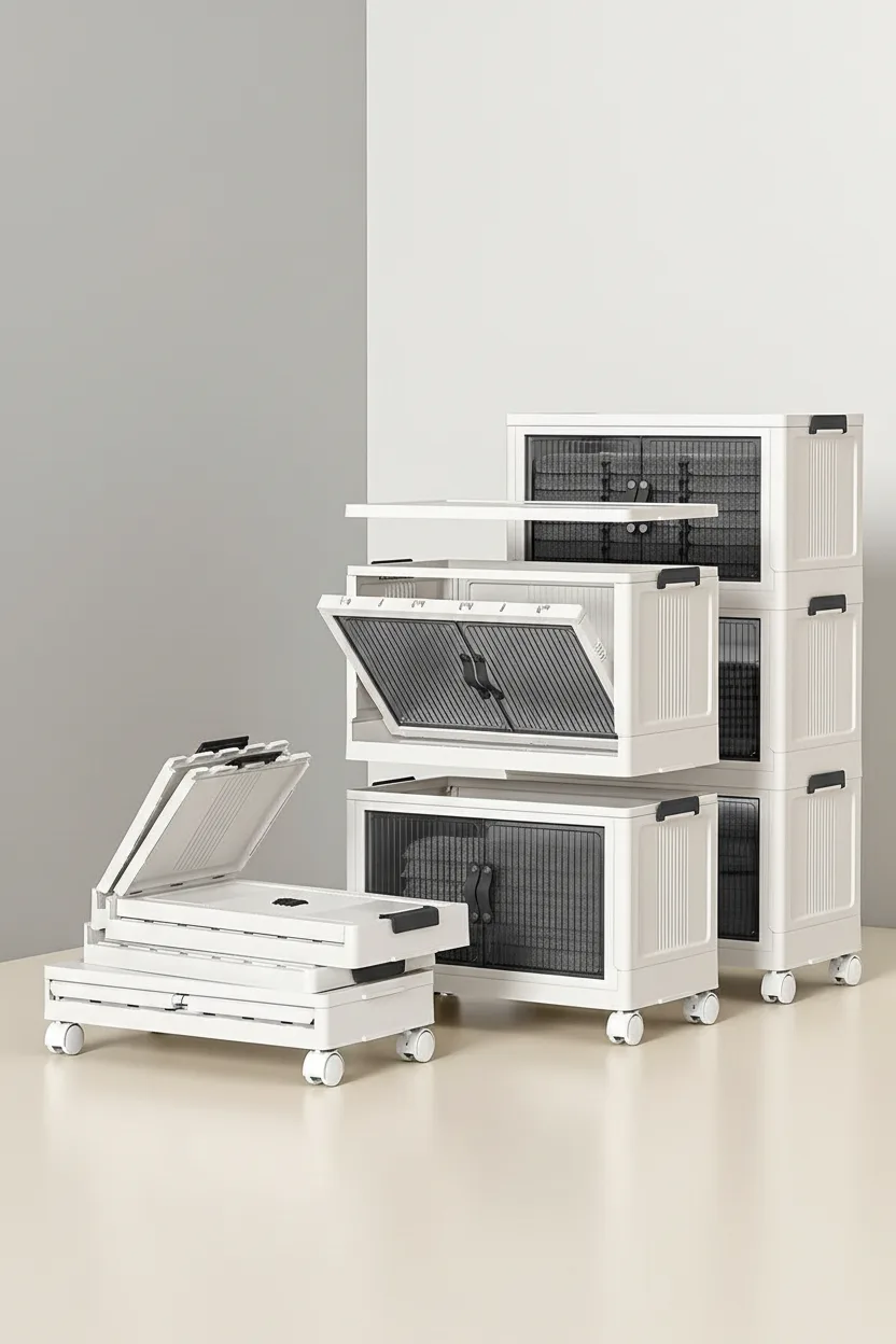 Kitchen Life 4'lü Portatif Istiflenebilir Tekerlekli Organizer Dolap Plastik Banyo Mutfak Dolapları Saklama Kutu
