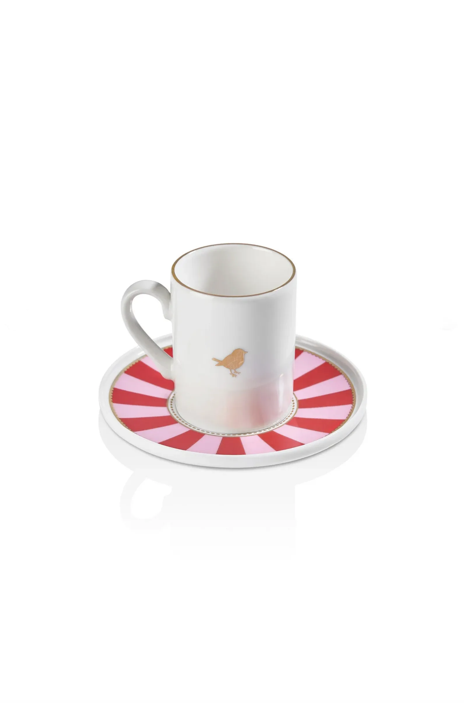Kitchen Life 6 Kişilik Lovely Birds Porselen Altın Yaldızlı Kahve Fincanı Takımı - Gold Kuşlu Kahve Fincanı