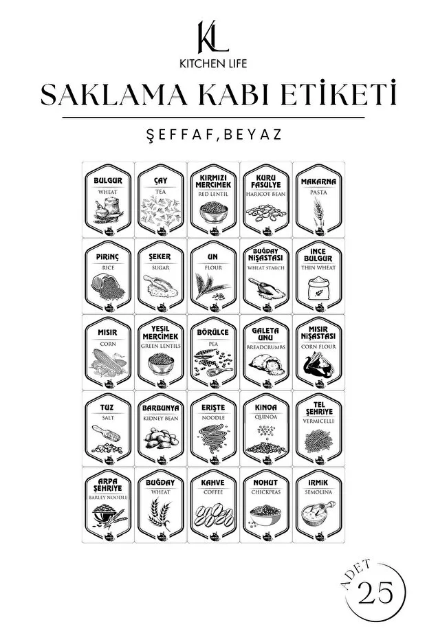 Kitchen Life Full+full Set 36'lı Etiketli Kare Erzak Saklama Kabı Seti X12(1750ml-1200ml-450ml ) Mikrodalga Seti