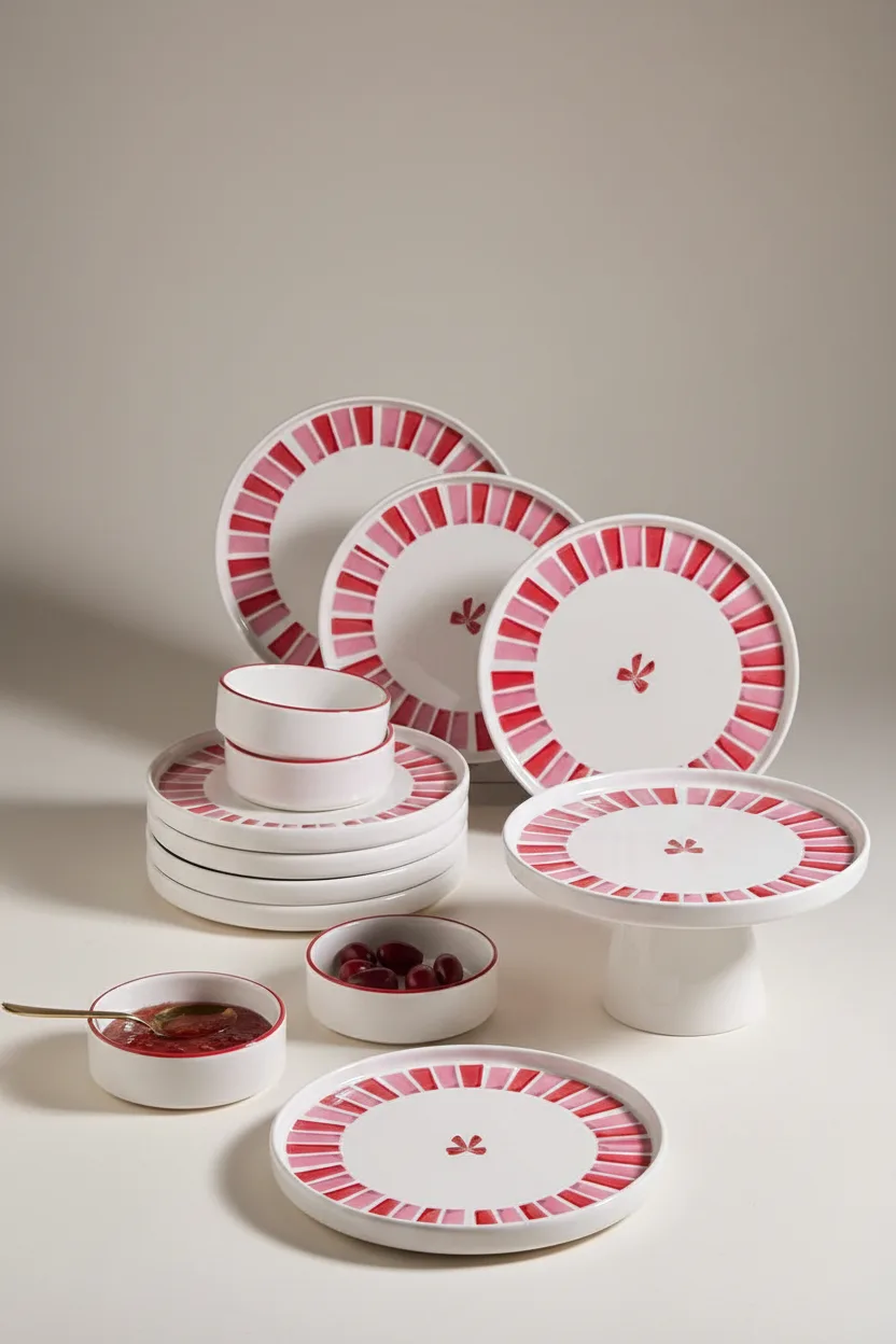 Kitchen Life Handmade 11 Parça Ribbon Ayaklı Sunum Standlı Kahvaltı Takımı - Kurdelalı Kahvaltı Takımı