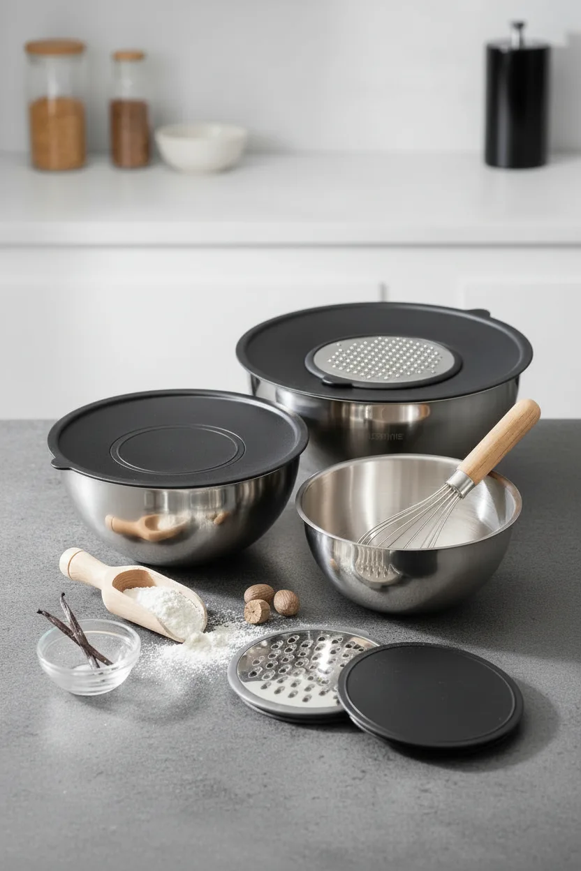 Kitchen Life Paslanmaz Çelik Profesyonelia 9 Parça Rendeli Karıştırma Kabı Ve Saklama Kabı Takımı Kase