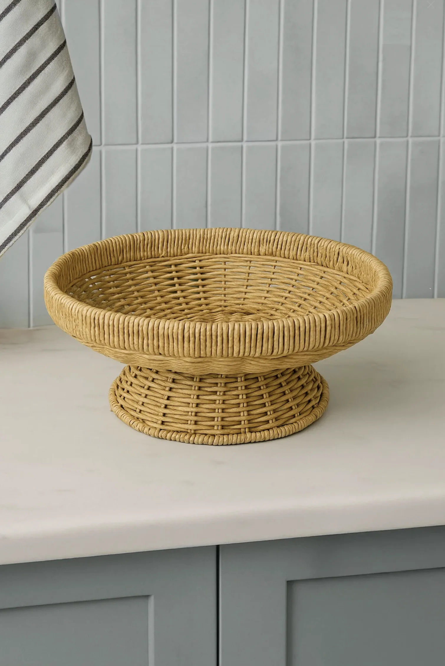 Kitchen Life Rattan Yuvarlak Hasır Sunumluk Meyve Sepeti