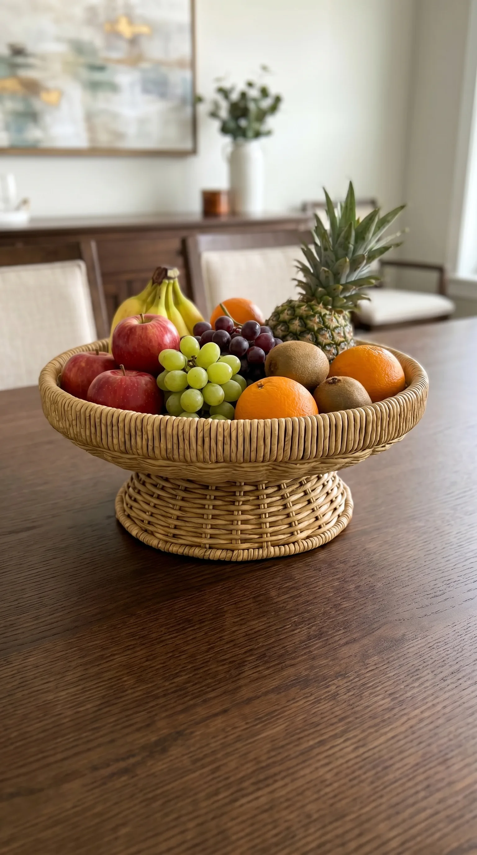 Kitchen Life Rattan Yuvarlak Hasır Sunumluk Meyve Sepeti