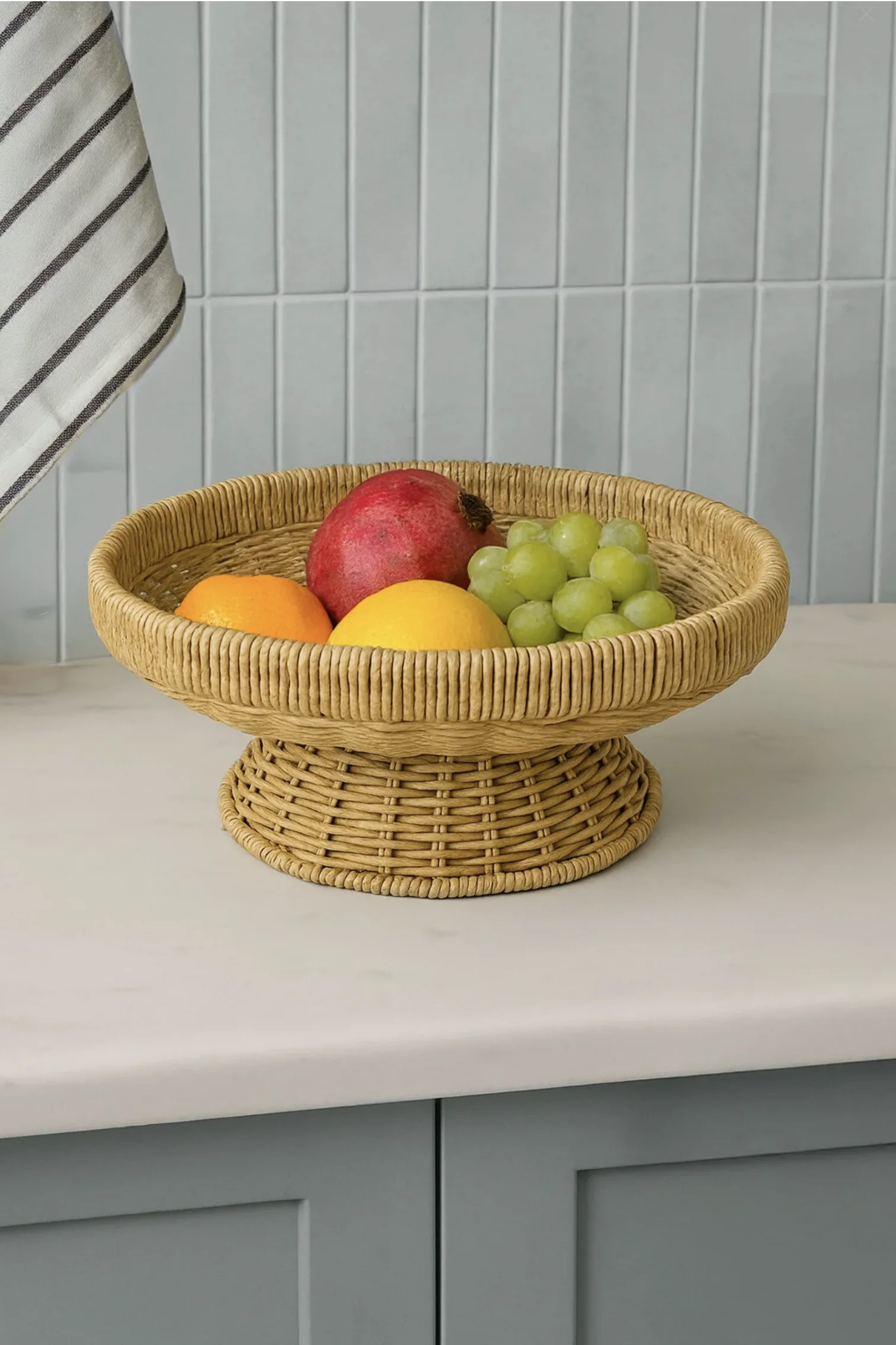 Kitchen Life Rattan Yuvarlak Hasır Sunumluk Meyve Sepeti
