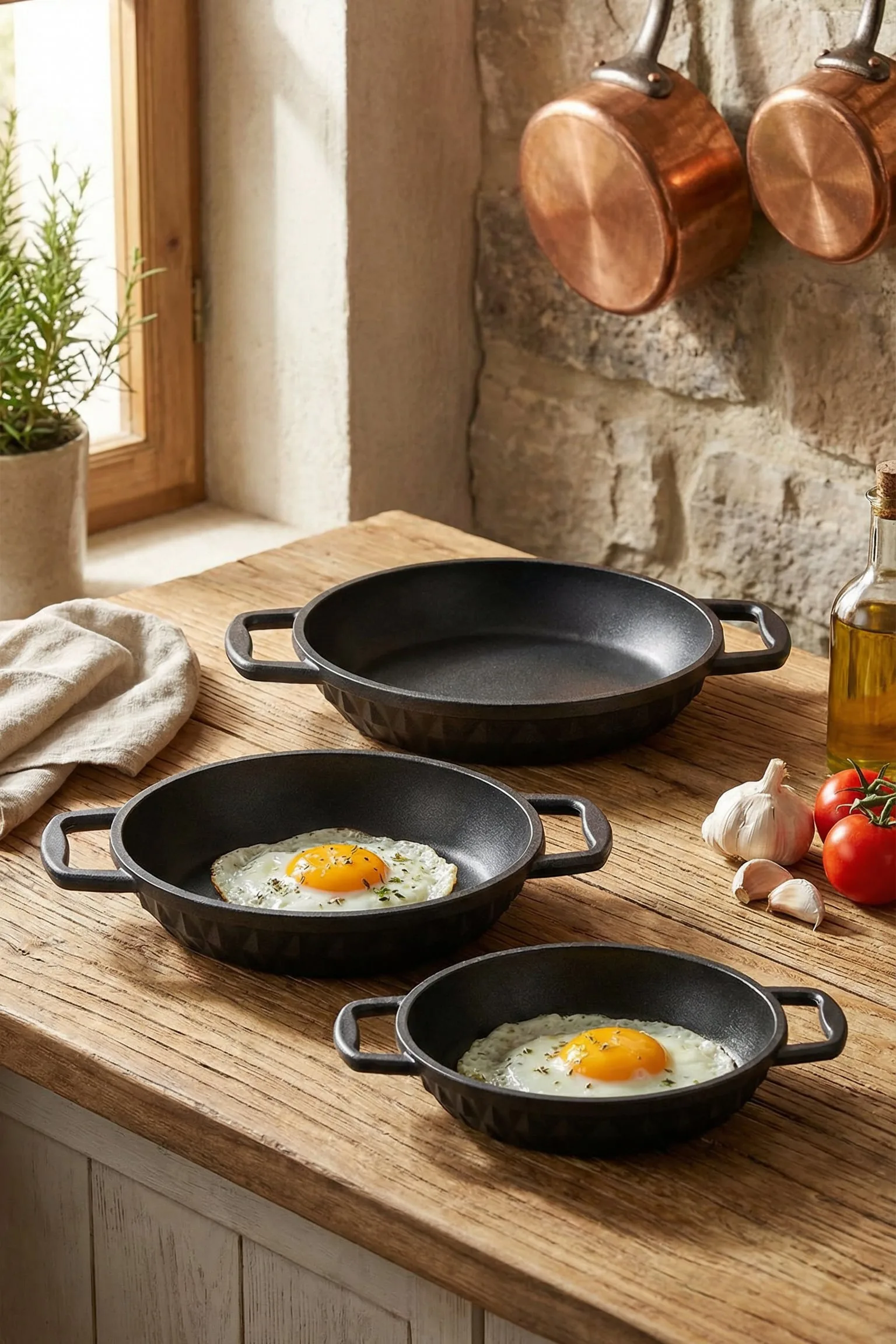 Taç Bella Döküm 3'lü Sahan Set Siyah (18-20-22 Cm)