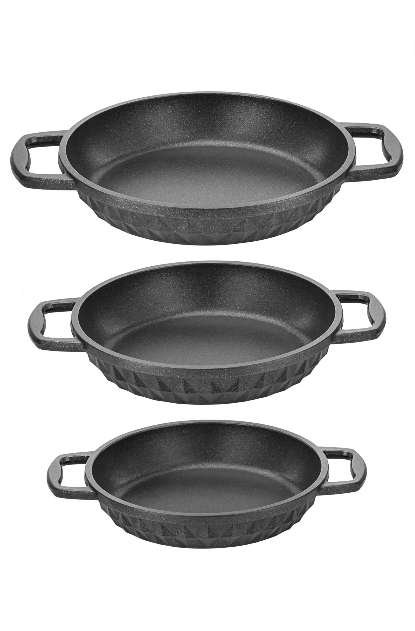 Taç Bella Döküm 3'lü Sahan Set Siyah (18-20-22 Cm)